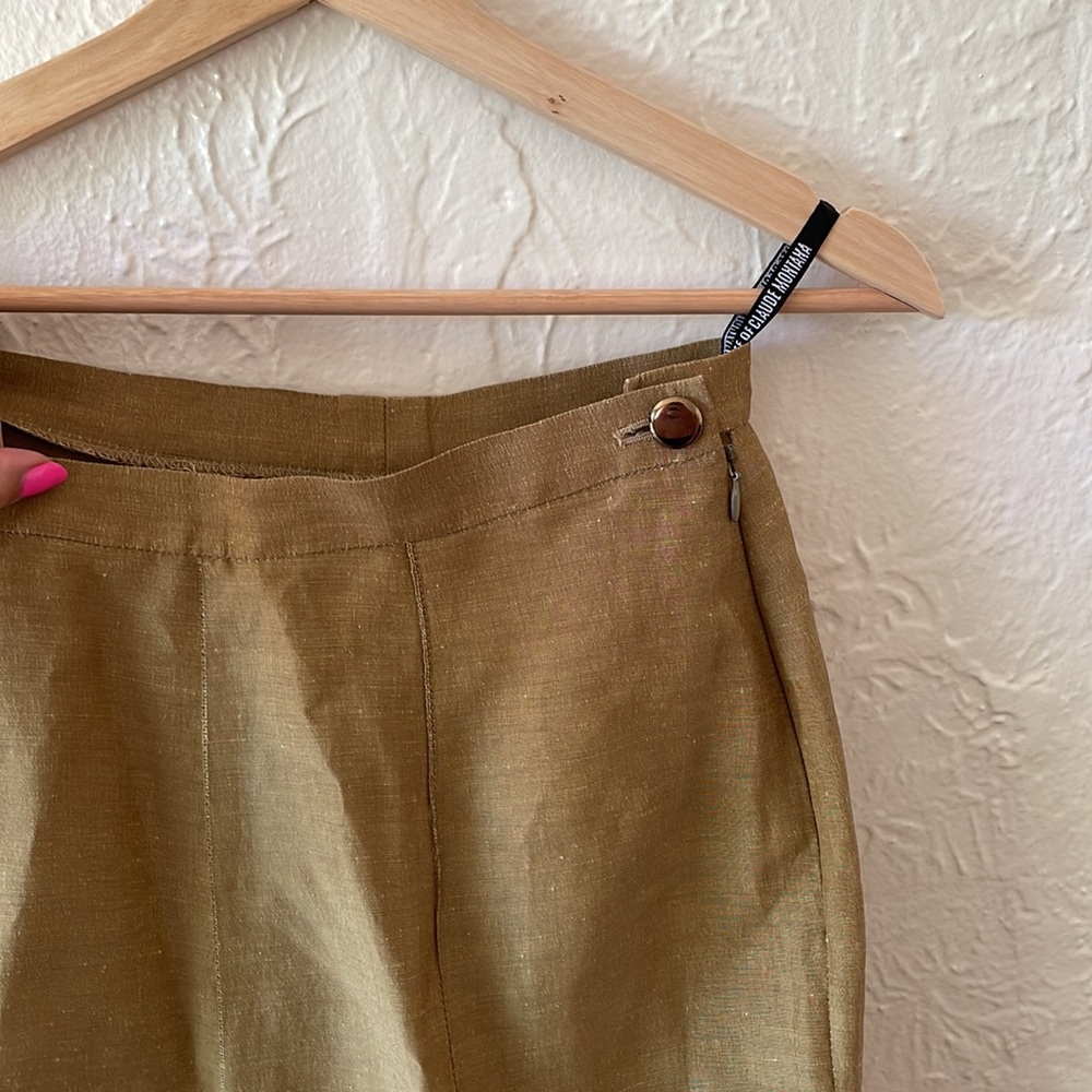 STATE OF CLAUDE MONTANA bronze silk slacks pants